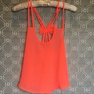 Neon Pink Bow Crop Tank